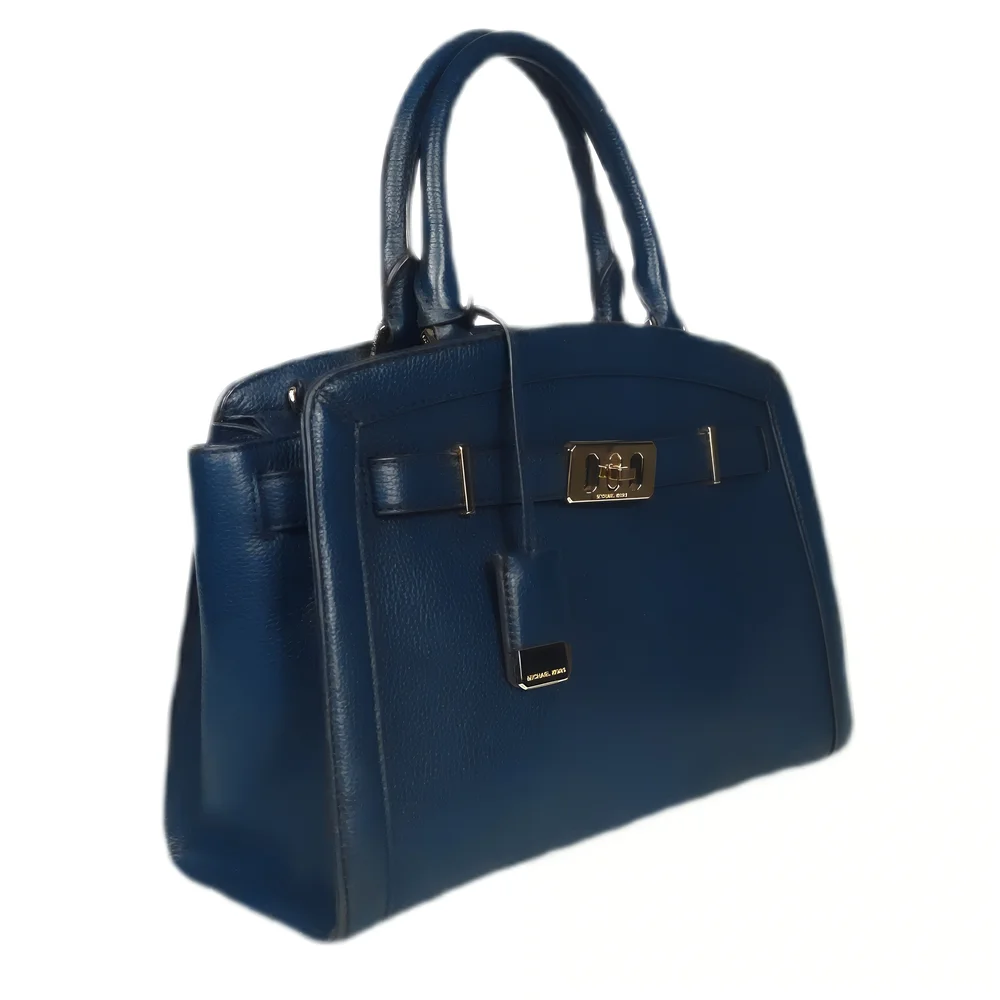 MICHAEL KORS KARSON Navy Leather Handbag w/Turnlock Design